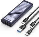 Carcasa M.2 NVMe Aluminio, USB C 3.2 Gen 2 10Gbps2230/2242/2260/2280, con Cable USB C y Cable USB A Gris Oscuro